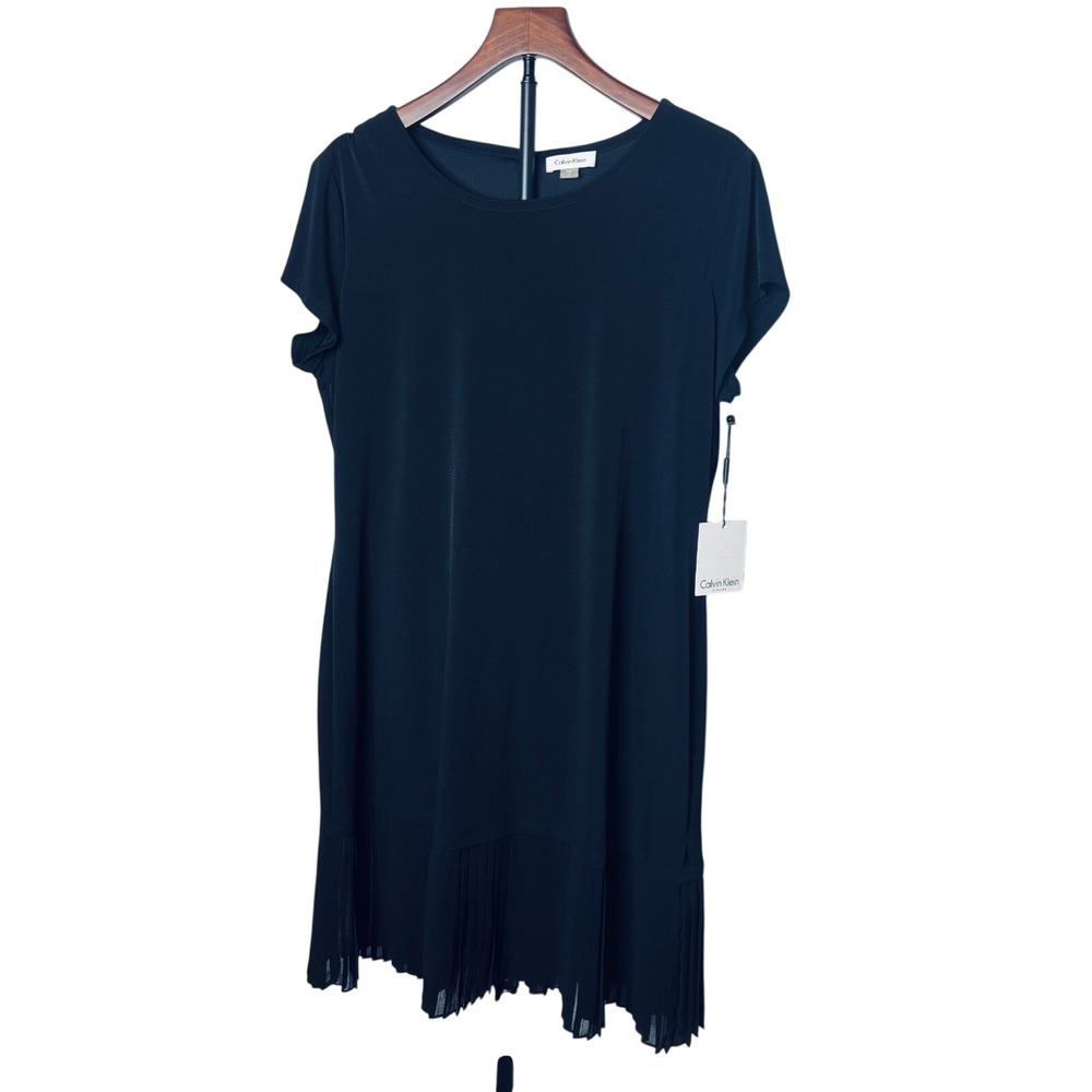 Calvin Klein | Plus Size Black Pleated Cocktail Sheath Dress | Size 16 - Picture 2 of 7